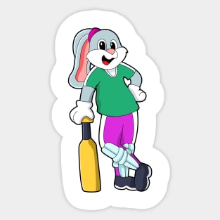 Rabbit at Cricket with Cricket bat Sticker